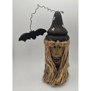 Halloween Witch Figurine with Bat Rustic Farmhouse Decor Ohio Wholesale